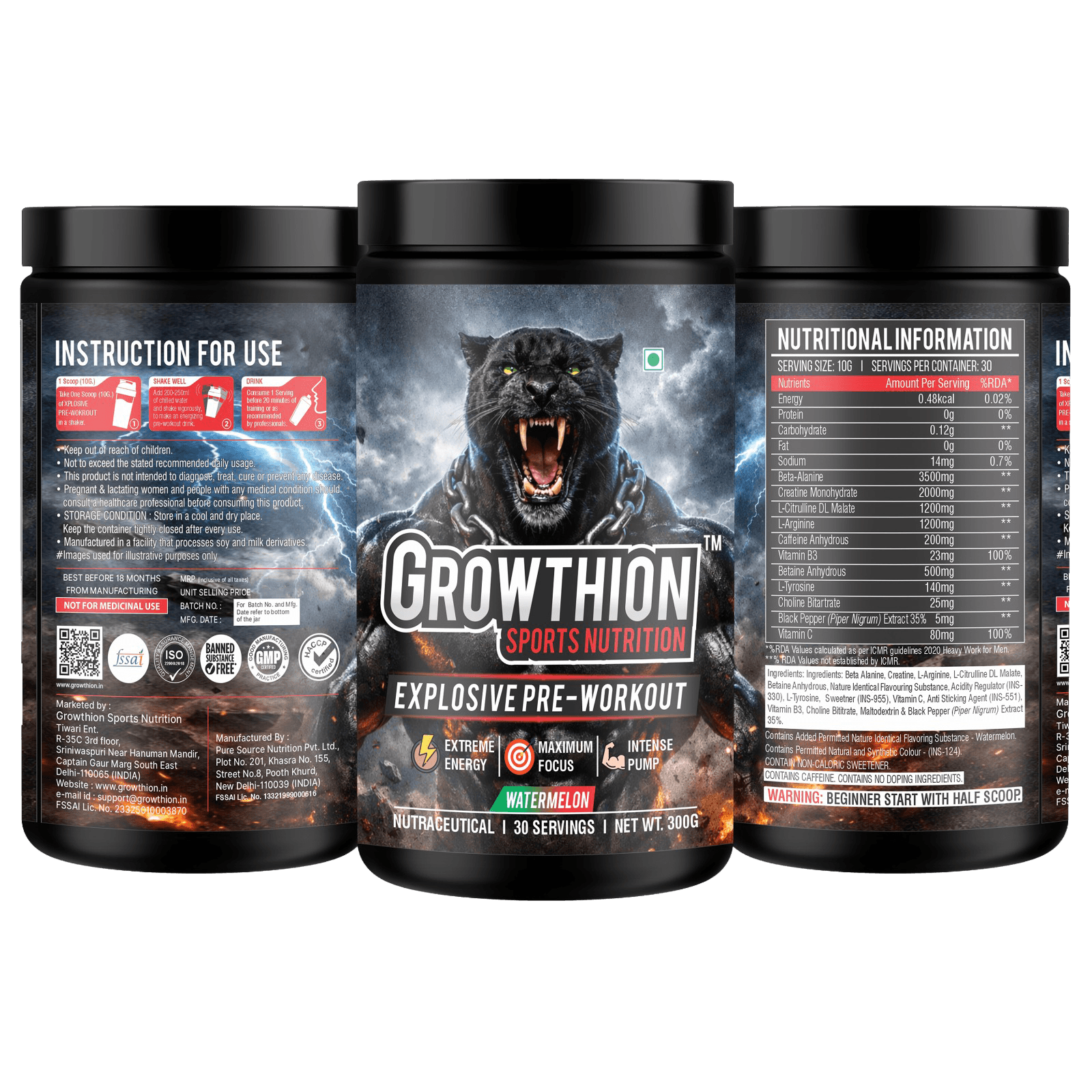 Growthion Xplosive Pre-Workout supplement