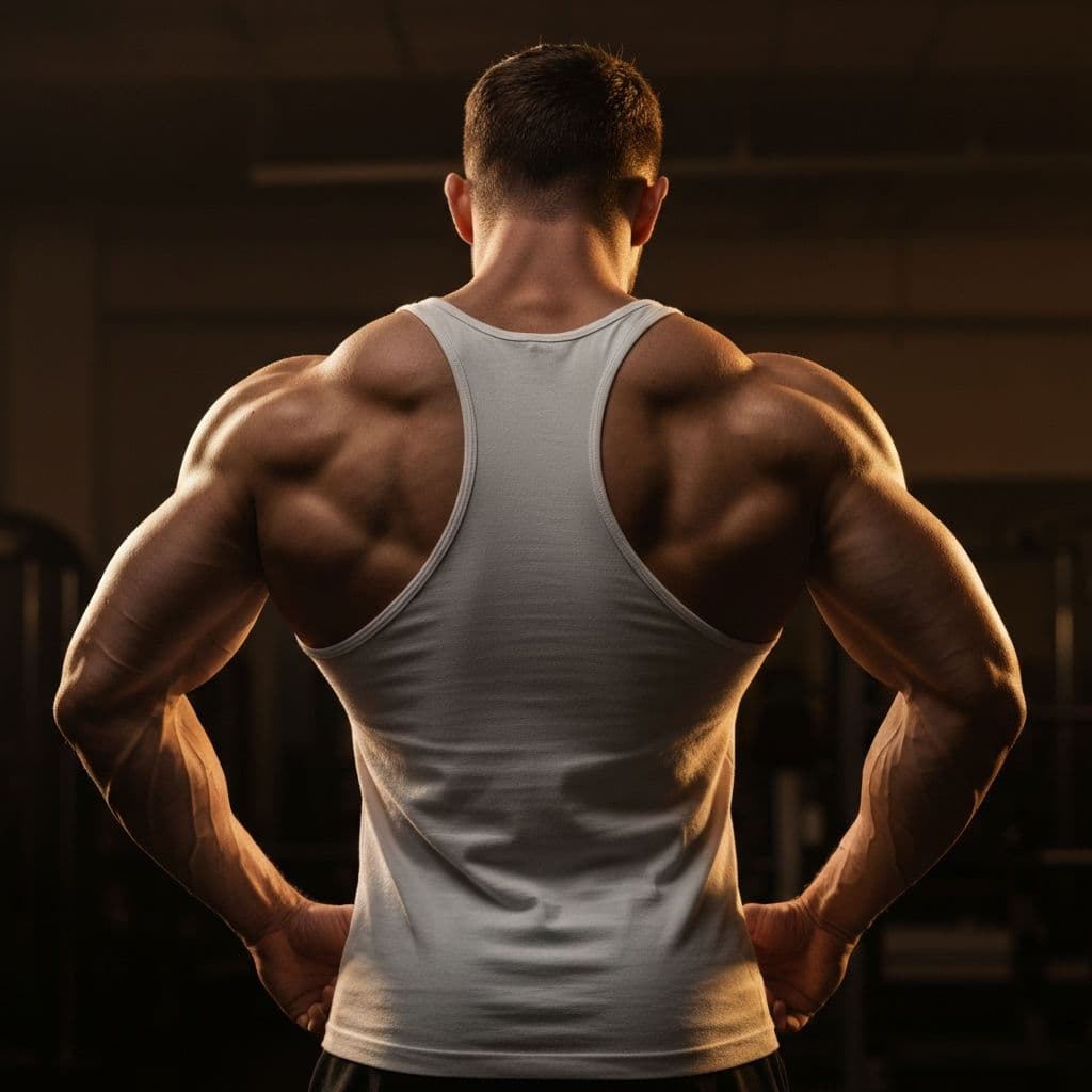 Athletic bodybuilder training intensely